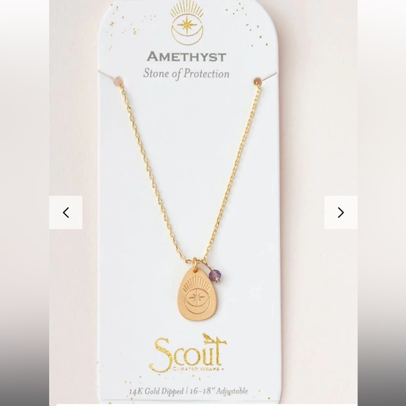 NWT Scout Stone of Protection Amethyst Gold Necklace - Picture 1 of 6